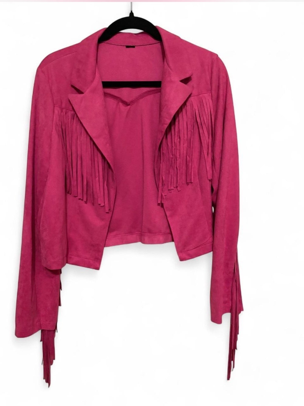 Source Unknown Hot Pink Fringe Suede Blazer